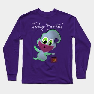 Feeling Boo-tiful! Trick-Or-Treating Ghost Long Sleeve T-Shirt